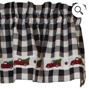 NEW! Buffalo Check Red Truck Window Valance